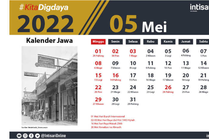 Kalender Mei 2022.
