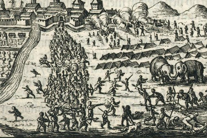 Serangan Mataram ke Batavia oleh Sultan Agung pada tahun 1628.