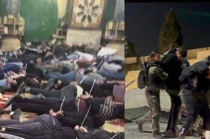 Polisi Israel menyerang jamaah di dalam Masjid Al Aqsa. Orang-orang yang dianggap sebagai perusuh itu ditangkapi dan diikat tangan dan kakinya.