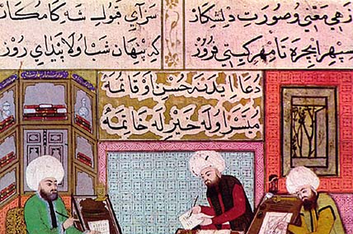 Ilustrasi Al-Kuttab di zaman Ottoman. Inilah salah satu lembaga pendidikan di masa Rasulullah yang berfungsi untuk memberi pendidikan kepada anak-anak.