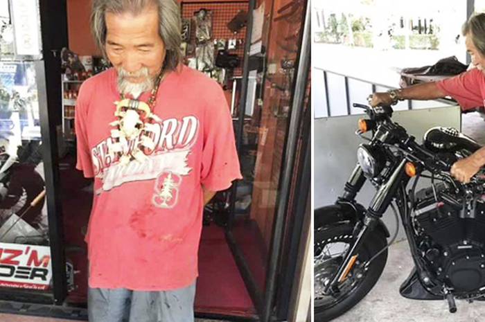 Diabaikan pramuniaga karena berpakaian lusuh, pria tua ini beli Harley Davidson seharga Rp231 Juta