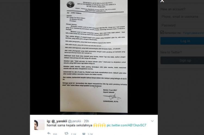 Surat cinta kepala sekolah kepada wali murid
