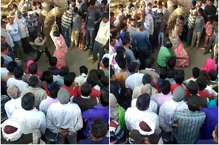 Seorang suami di India memukuli istrinya secara kejam di depan kerumunan massa. Dia tidak berhenti meskipun istrinya berteriak kesakitan.