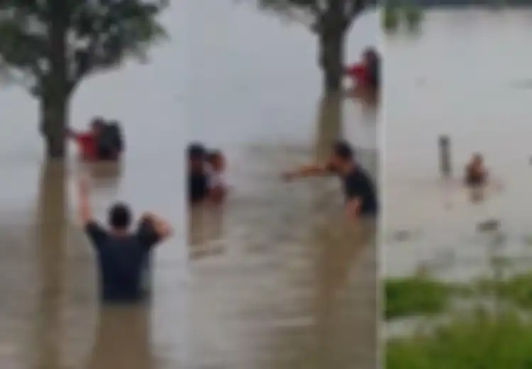 Video Dramatis Satu Keluarga Tolong Korban Banjir di Tol Ngawi, 'Ya Allah Ada Bayi'