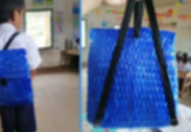 Tak Cukup Uang, Seorang Ayah Buatkan Tas dari Tali Rafia untuk Sekolah Anaknya, Desainnya Kokoh dan Mengesankan!