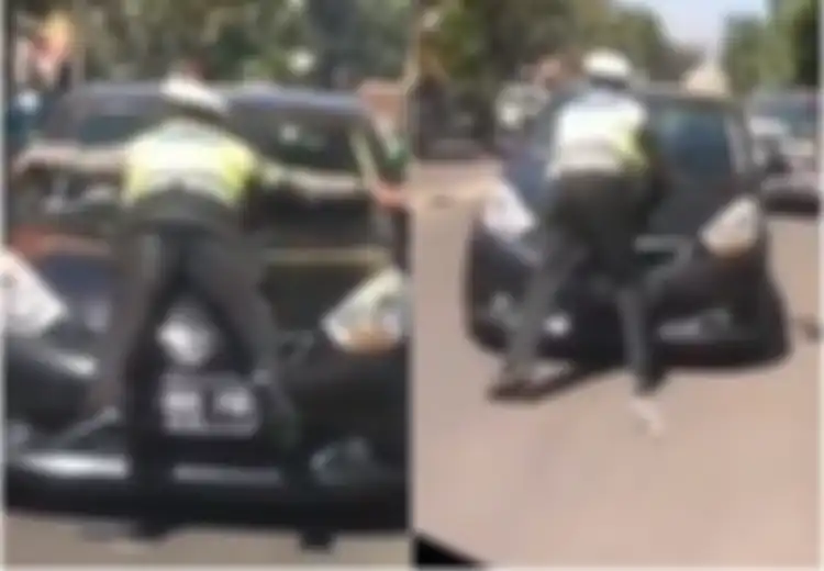 Fakta Seputar Video Viral Polisi Menempel di Kap Mobil yang Melaju Seperti di Film Action