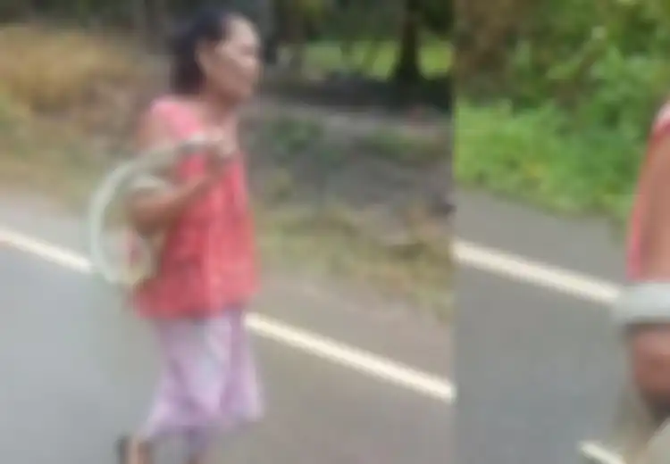 Dengan Tubuh Terlilit Ular Kobra, Wanita Ini Berjalan dengan Santai, Rupanya Ini Identitasnya yang Sebenarnya