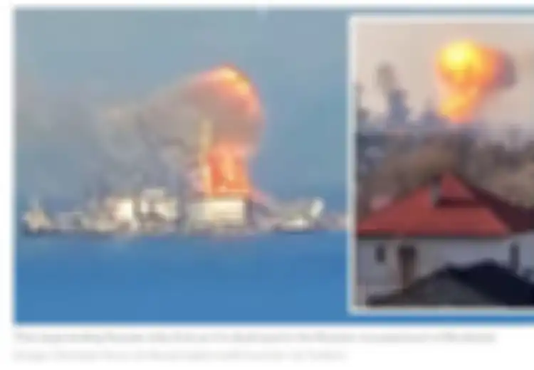 Bak Dapat Balasan Langsung Usar Gempur Kota-kota di Ukraina, Kapal Rusia yang Bawa Lusinan Tank dan Ratusan Pasukan Langsung Meledak dan Terbakar Beberapa Saat Kemudian