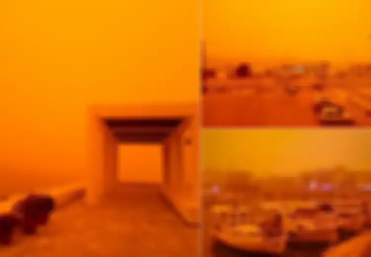 (Foto) Memerah! Akibat Debu dari Gurun Sahara Pulau Kreta di Yunani Ini Terlihat Bagaikan Planet Mars