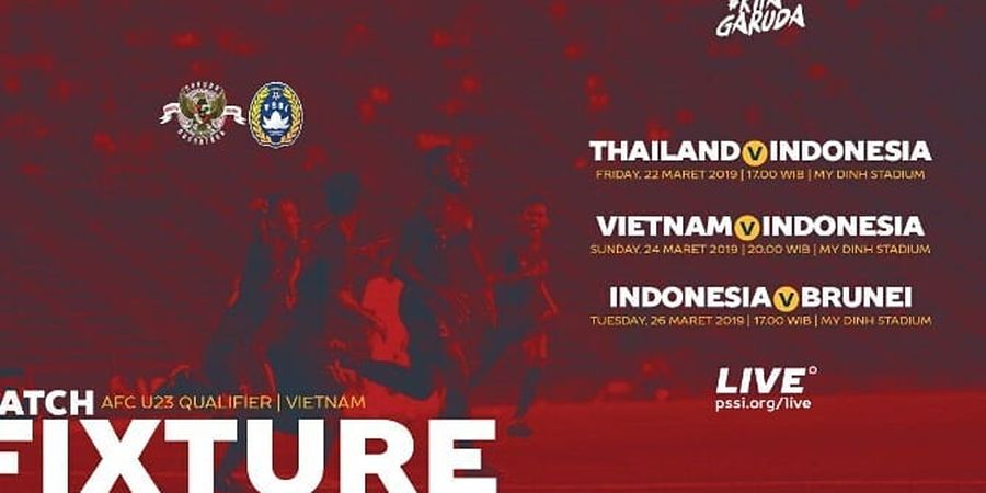 Jadwal Timnas dan Live Streaming Timnas Indonesia Vs Thailand di Kualifikasi Piala Asia U-23 2020