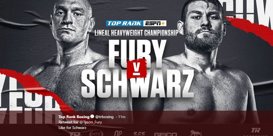 Tampil Agresif, Tyson Fury Sukses Kalahkan Tom Schwarz  dalam 2 Ronde