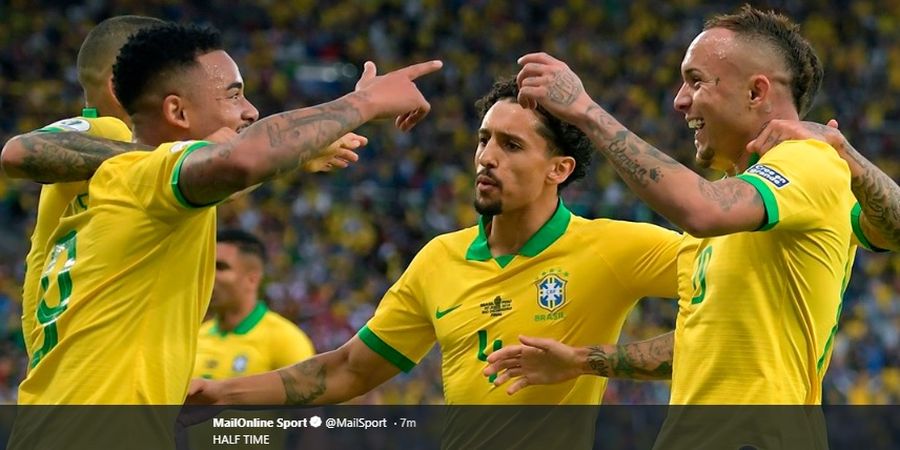 Hasil Babak I Brasil Vs Peru - Gabriel Jesus Bawa Brasil Unggul Tipis