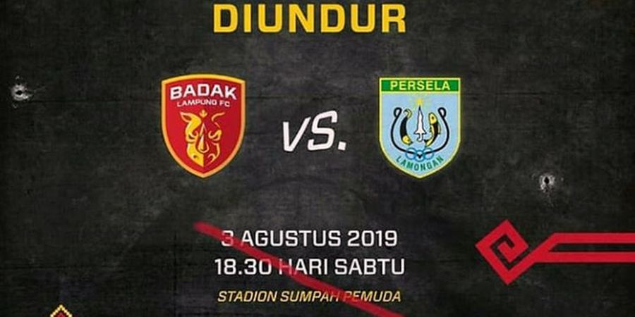 Laga Tunda Perseru Badak Lampung FC vs Persela Masih Belum Jelas