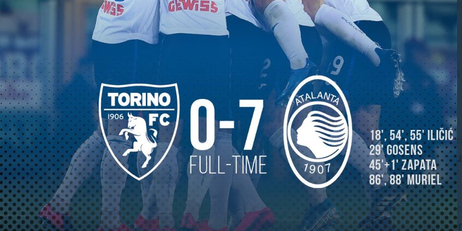 Hasil Liga Italia - Atalanta Bikin Rekor, Menang 7-0 atas Torino