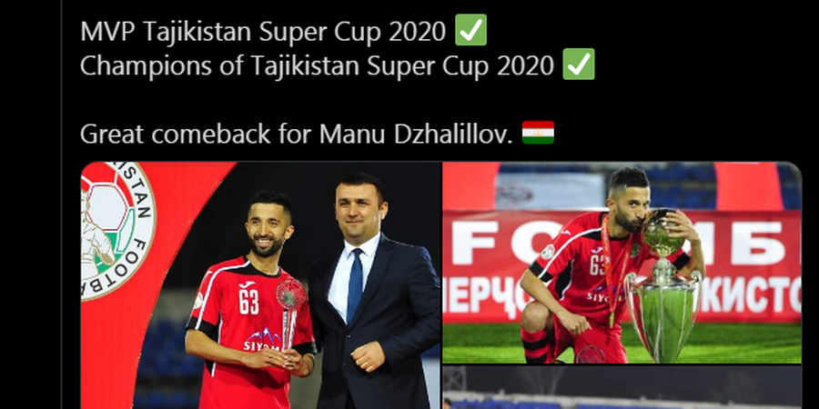 Eks Pemain Liga 1 Raih Dua Gelar di Kompetisi Tajikistan Saat Covid-19