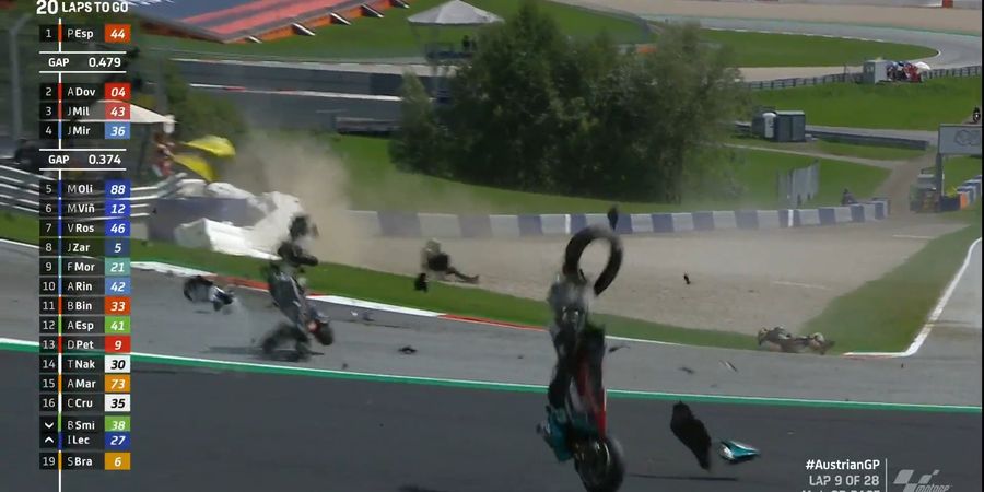 MotoGP Austria 2020 - Ada Crash Horor di Tikungan 3, Balapan Dihentikan Sementara
