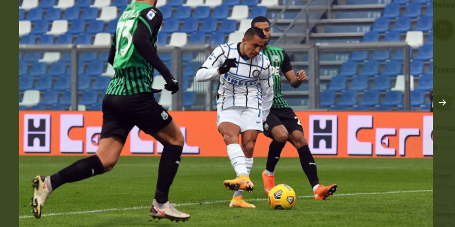 Hasil Babak I - Inter Milan Unggul 2-0 Atas Sassuolo di Paruh Pertama