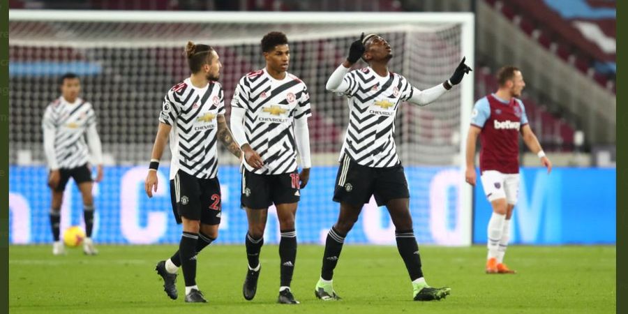 Hasil Liga Inggris - Pogba Cetak Gol Tendangan Melengkung, Man United Menang Comeback atas West Ham