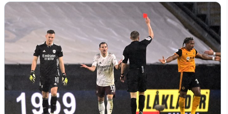 Hasil Liga Inggris - Bernd Leno Dikartu Merah karena Handball di Luar Area, Arsenal Tumbang 1-2 dari Wolves