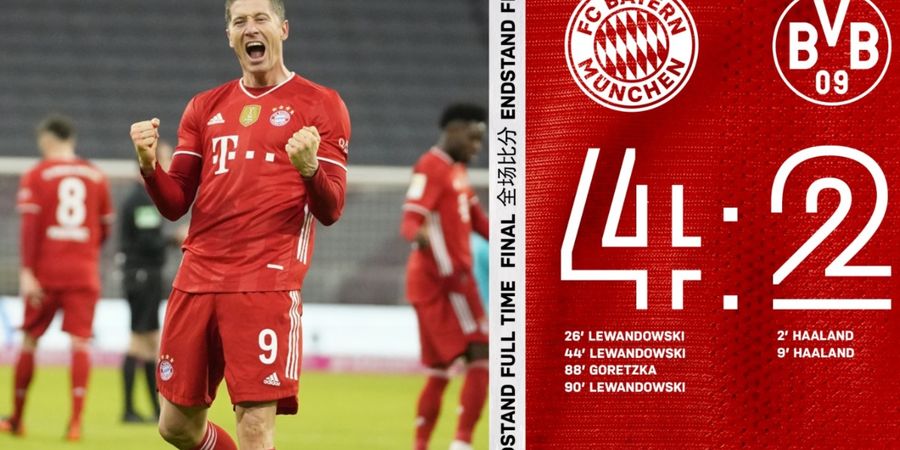 Hasil Bundesliga - Robert Lewandowski Hat-trick, Bayern Muenchen Menang Comeback atas Dortmund