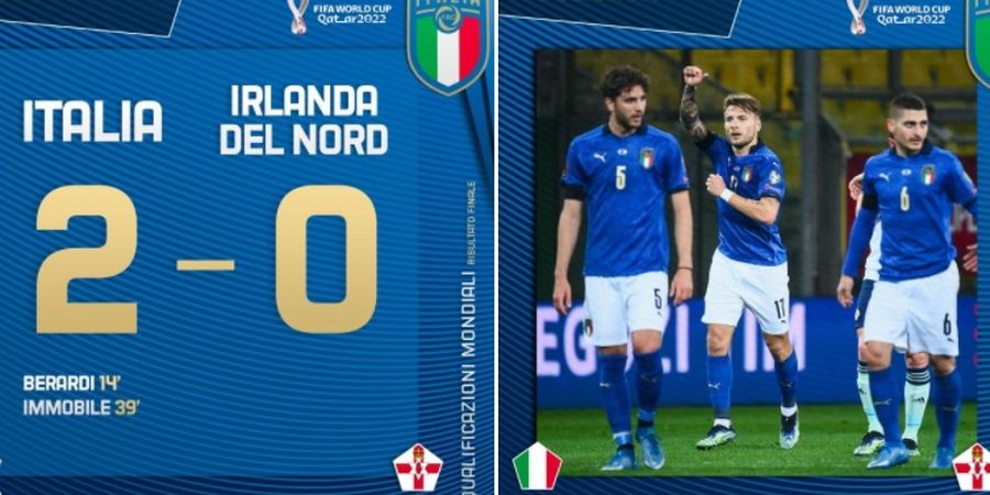 Hasil Kualifikasi Piala Dunia 2022 - 926 Hari Tidak Kalah, Italia Pukul Irlandia Utara