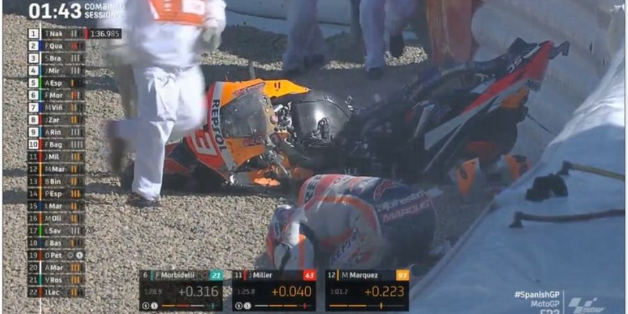 Hasil Kualifikasi MotoGP Spanyol 2021 - Duel dengan Trauma, Marc Marquez Start dari Posisi Ke-14