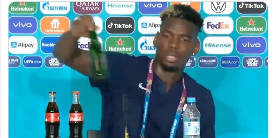 Setelah Cristiano Ronaldo, Giliran Paul Pogba yang Geser Botol Minuman di Meja Konferensi Pers