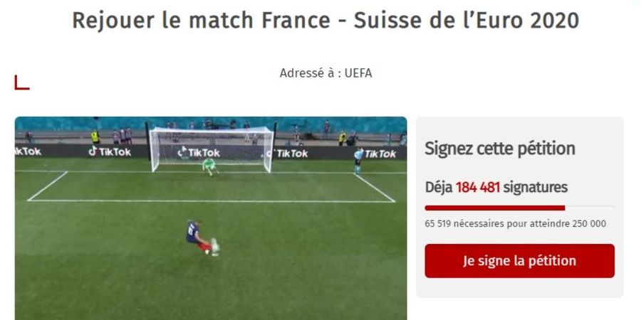 Tak Terima Prancis Rontok di EURO 2020, Lebih dari 240.000 Orang Minta Laga vs Swiss Diulang