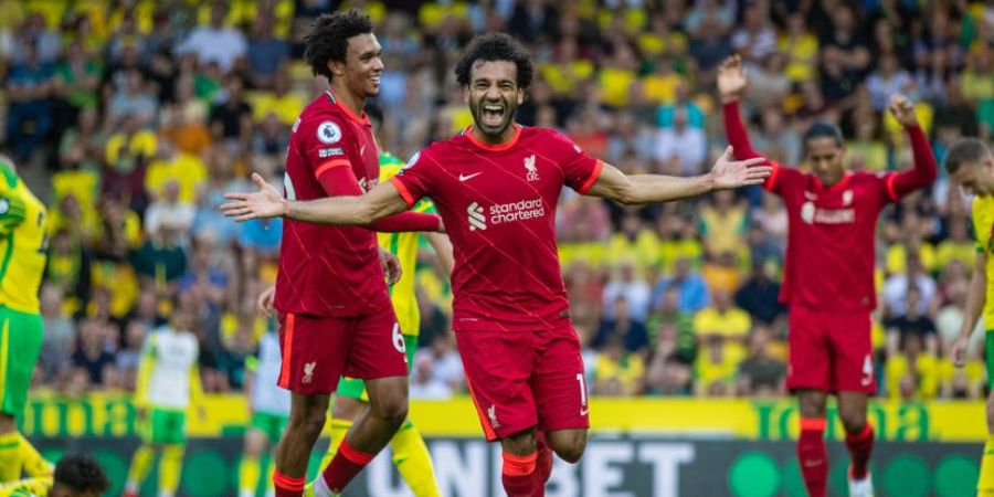 Hasil Liga Inggris - Mo Salah Masuk Buku Sejarah, Liverpool Hajar Norwich City di Pekan Perdana