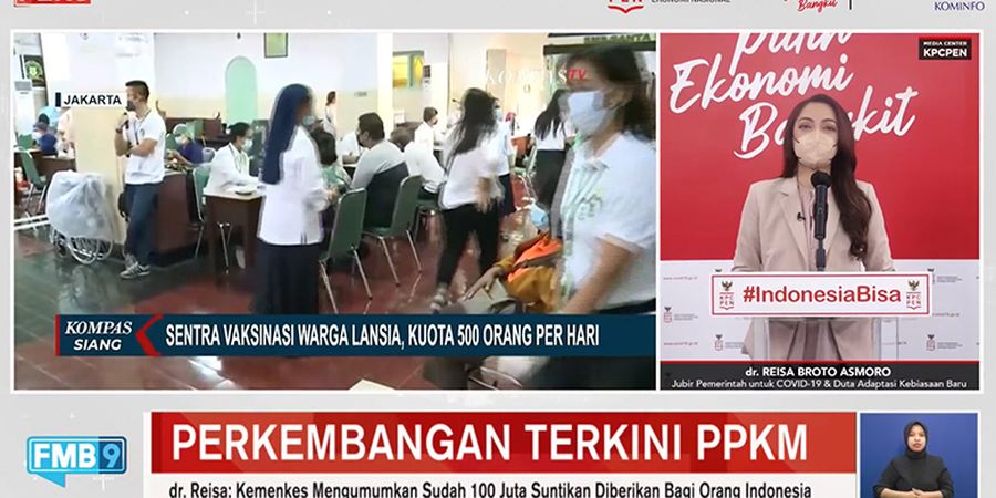  Update PPKM : Indonesia Tembus 100 Juta Suntikan Vaksin Covid-19