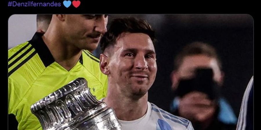 Angkat Trofi Copa America 2021 di Hadapan Suporter Argentina, Lionel Messi Nangis seperti Bayi