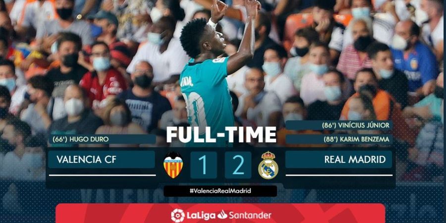 Hasil Liga Spanyol - Real Madrid Bangkit Cetak 2 Gol dalam 3 Menit, Valencia Kena Comeback Tragis
