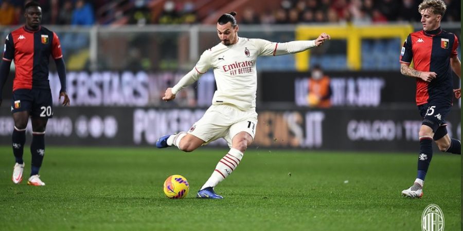Hasil Babak I - Gol Free-kick Zlatan Ibrahimovic Bikin Kiper Mati Kutu, AC Milan Unggul 2-0 atas Genoa