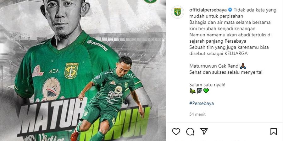 Ucapan Salam Perpisahan dari Persebaya kepada Dua Pemain Terloyalnya