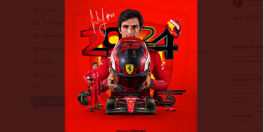 Fix! Carlos Sainz Tetap bersama Ferarri hingga 2024