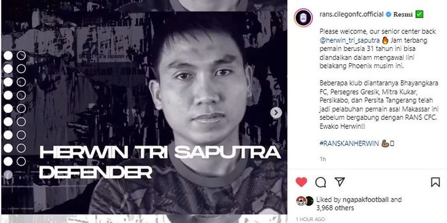 Bek Anyar RANS Cilegon FC Ingin Buktikan Diri Tak Sekadar Berstatus Menantu Rahmad Darmawan