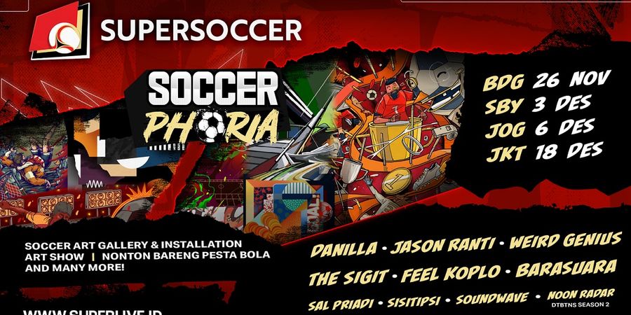 Supersoccer Soccerphoria Jakarta, Ada Sal Priadi, Weird Genius, Jason Ranti, Barasuara sampai Feel Koplo!