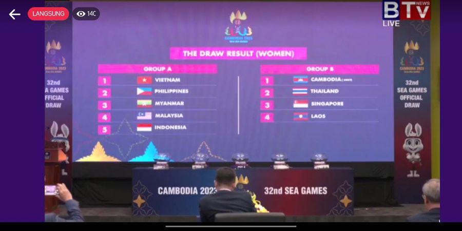 Hasil Drawing SEA Games 2023 - Timnas Putri Indonesia Masuk Grup Maut