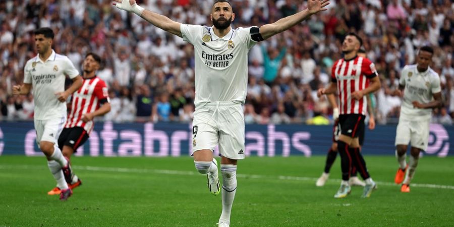 Hasil Liga Spanyol - Real Madrid 1-1 Athletic Club, Benzema Sejajar Legenda Klub dan Cetak Gol Penalti di Laga Terakhir