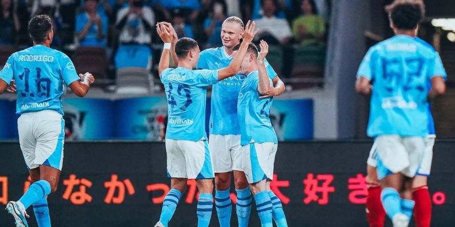 Hasil Uji Coba - Erling Haaland Cetak Brace, Man City Hajar Juara Liga Jepang dalam Drama 8 Gol