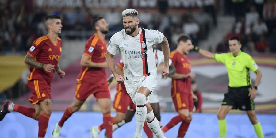 Hasil Liga Italia - Giroud Setara Shevchenko, Leao Cetak Gol Salto, AC Milan Bungkam AS Roma dengan 10 Pemain