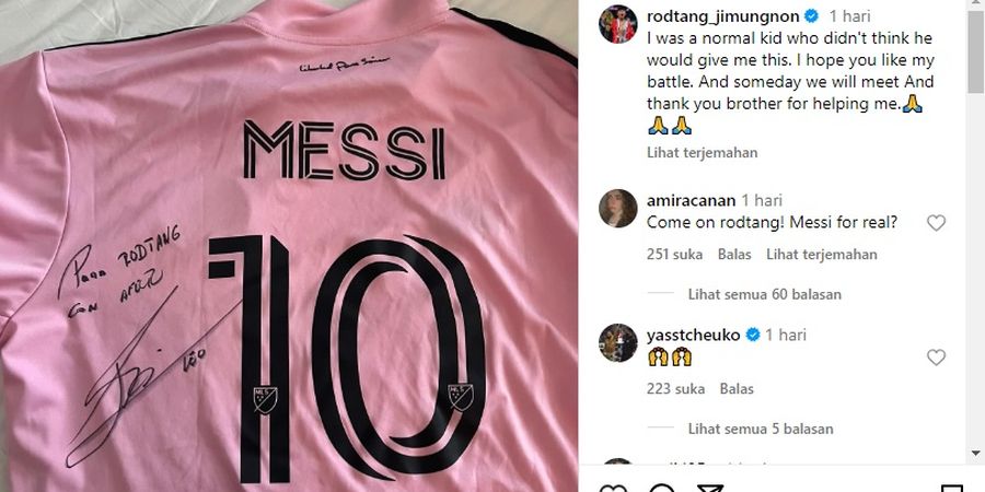 Penggemar Berat Muay Thai, Lionel Messi Beri Hadiah Jersey Spesial buat Rodtang Jitmuangnon