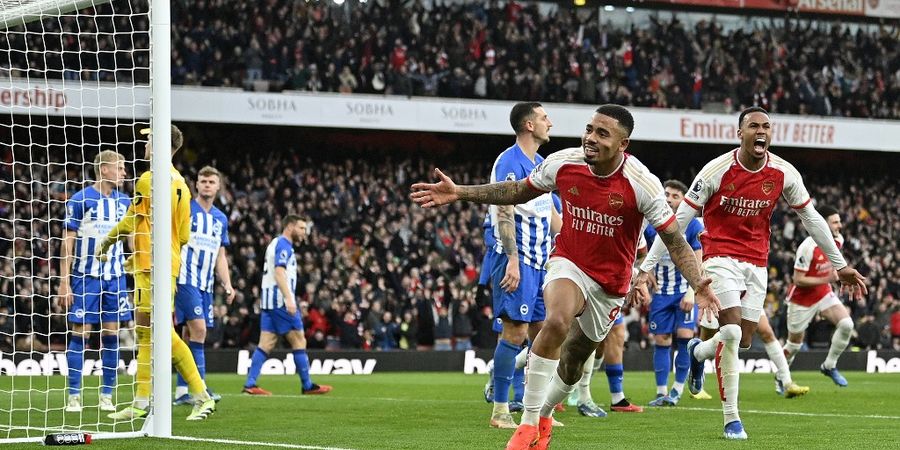 Hasil Liga Inggris - Arsenal Gebuk Brighton, Gabriel Jesus Dibantu Assist Sundulan Lawan 