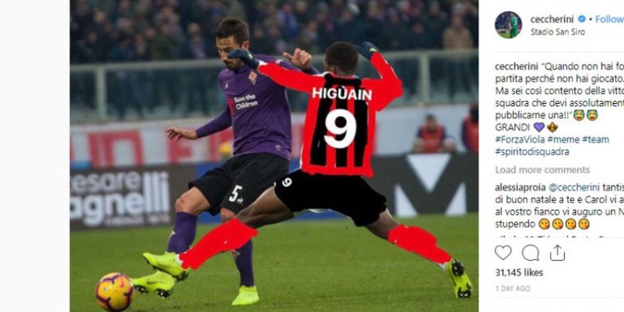 Munculnya Gonzalo Higuain Palsu Pada Laga AC Milan Vs Fiorentina