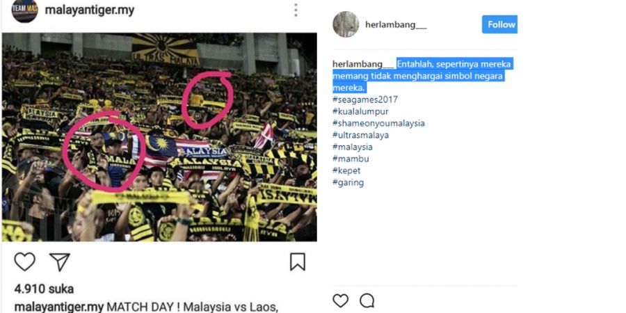 Kembali Temukan Suporter Malaysia Bentangkan Bendera Terbalik, Warganet: Sudah Menjadi Kebiasaan Suporter Malaysia 