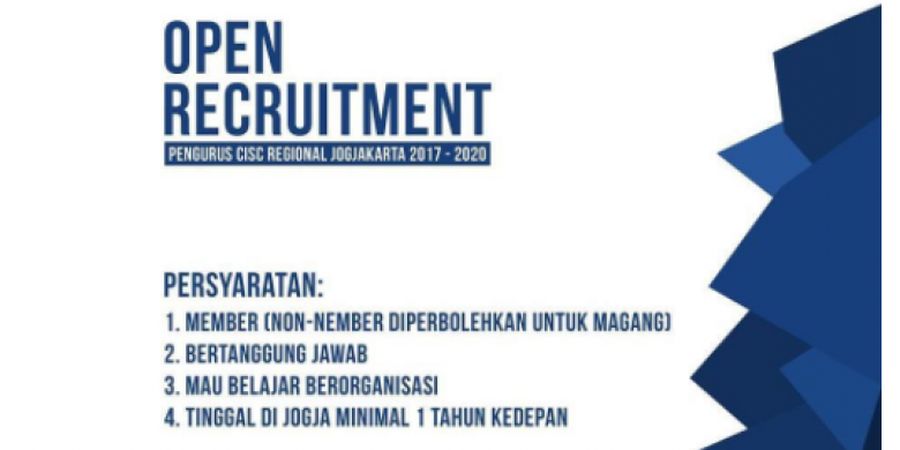 Sedang Menganggur dan Tinggal di Jogja, CISC Jogja Buka Lowongan Pengurus Regional Yogyakarta, Ayo Segera Lamar