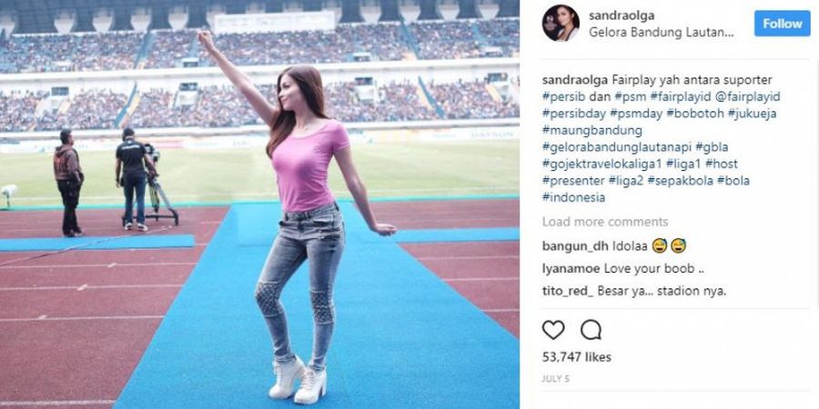 GALERI FOTO - Pura-pura Jadi Mandor Renovasi Stadion Utama Gelora Bung Karno, Sandra Olga Bikin Mata Melek-Adem 
