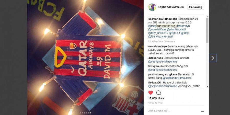 Lucu! Kue Ulang Tahun Septian David Maulana Berbentuk Jersey Tim Idolanya