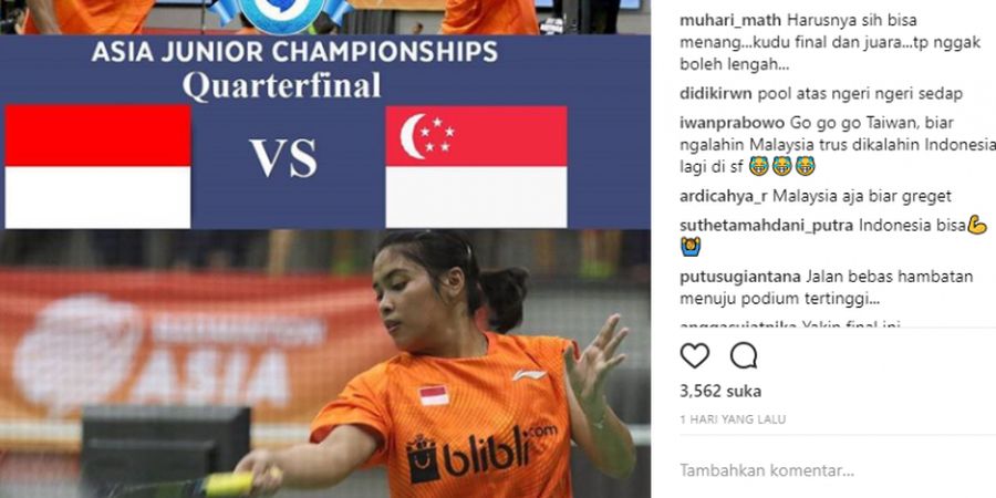 Indonesia Bakal Menghadapi Singapura di Perempat Final Junior Asia Championship 2017, Warganet Malah Dukung China Taipei