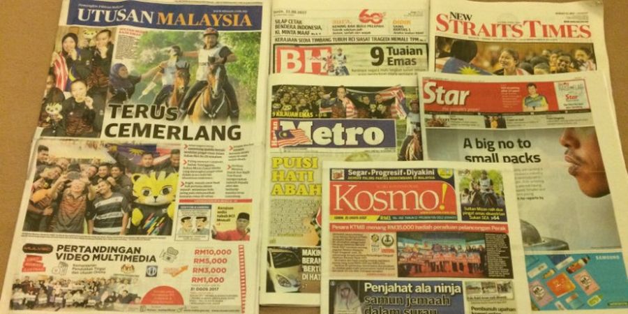 SEA Games 2017 - Deretan Pemberitaan Insiden Bendera Indonesia Terbalik di Koran Malaysia, Sangat Biasa!